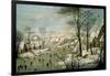 A Winter Landscape with Skaters and a Bird Trap-Pieter Brueghel the Younger-Framed Art Print