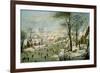 A Winter Landscape with Skaters and a Bird Trap-Pieter Brueghel the Younger-Framed Art Print