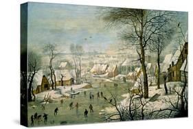 A Winter Landscape with Skaters and a Bird Trap-Pieter Brueghel the Younger-Stretched Canvas