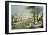 A Winter Landscape with Skaters and a Bird Trap-Pieter Brueghel the Younger-Framed Art Print