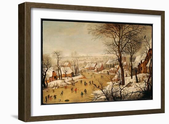 A Winter Landscape with Skaters and a Bird Trap-Pieter Brueghel the Younger-Framed Giclee Print