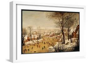 A Winter Landscape with Skaters and a Bird Trap-Pieter Brueghel the Younger-Framed Giclee Print