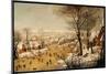 A Winter Landscape with Skaters and a Bird Trap-Pieter Brueghel the Younger-Mounted Giclee Print