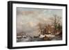 A Winter Landscape with Skaters on a Frozen River, 1862 (Oil on Canvas)-Frederick Marianus Kruseman-Framed Giclee Print