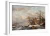 A Winter Landscape with Skaters on a Frozen River, 1862 (Oil on Canvas)-Frederick Marianus Kruseman-Framed Giclee Print