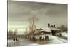 A Winter Landscape with Skaters-Anton Doll-Stretched Canvas