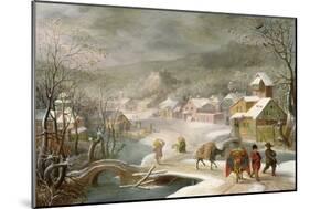 A Winter Landscape with Travellers on a Path-Denys van Alsloot-Mounted Giclee Print