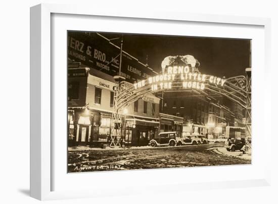 A Winter Night in Reno, Nevada-null-Framed Art Print