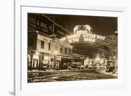 A Winter Night in Reno, Nevada-null-Framed Art Print