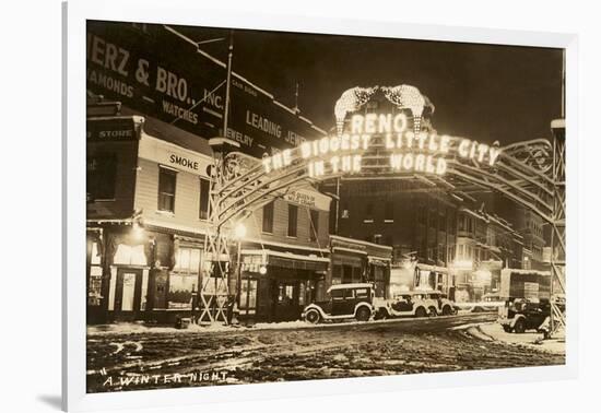 A Winter Night in Reno, Nevada-null-Framed Art Print