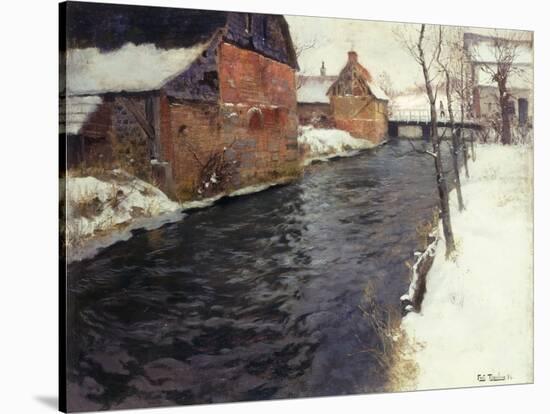 A Winter River Landscape, 1895-Fritz Thaulow-Stretched Canvas