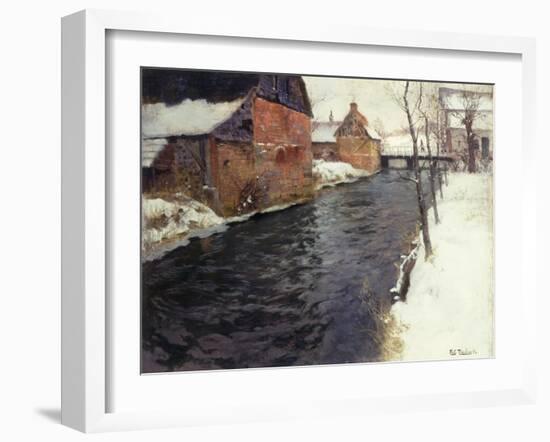 A Winter River Landscape, 1895-Fritz Thaulow-Framed Giclee Print