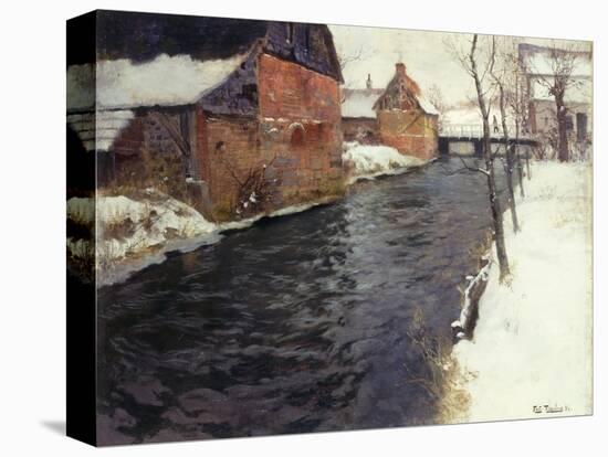 A Winter River Landscape, 1895-Fritz Thaulow-Stretched Canvas