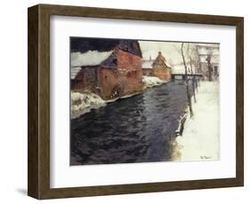 A Winter River Landscape, 1895-Fritz Thaulow-Framed Giclee Print