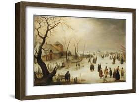 A Winter River Landscape with Figures on the Ice-Hendrik Avercamp-Framed Giclee Print