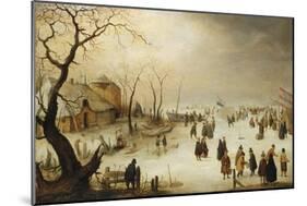 A Winter River Landscape with Figures on the Ice-Hendrik Avercamp-Mounted Giclee Print