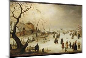 A Winter River Landscape with Figures on the Ice-Avercamp-Mounted Giclee Print