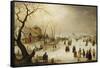 A Winter River Landscape with Figures on the Ice-Hendrik Avercamp-Framed Stretched Canvas