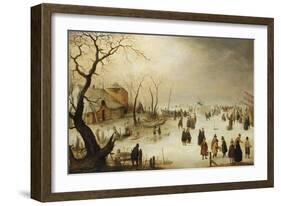 A Winter River Landscape with Figures on the Ice-Hendrik Avercamp-Framed Giclee Print