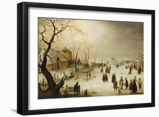 A Winter River Landscape with Figures on the Ice-Hendrik Avercamp-Framed Giclee Print