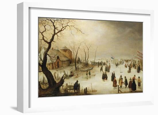 A Winter River Landscape with Figures on the Ice-Hendrik Avercamp-Framed Giclee Print