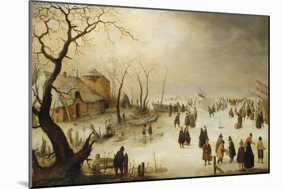 A Winter River Landscape with Figures on the Ice-Hendrik Avercamp-Mounted Giclee Print