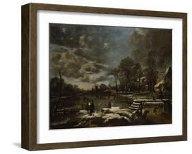 A Winter River Landscape with Figures Playing Golf and Skating-Jan Brueghel the Elder-Framed Giclee Print