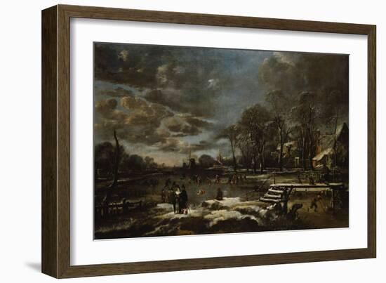 A Winter River Landscape with Figures Playing Golf and Skating-Jan Brueghel the Elder-Framed Giclee Print