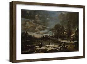 A Winter River Landscape with Figures Playing Golf and Skating-Jan Brueghel the Elder-Framed Giclee Print