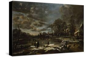 A Winter River Landscape with Figures Playing Golf and Skating-Jan Brueghel the Elder-Stretched Canvas
