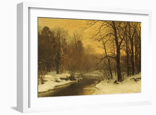 A Winter River Landscape-Anders Andersen-Lundby-Framed Giclee Print