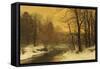 A Winter River Landscape-Anders Andersen-Lundby-Framed Stretched Canvas