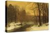 A Winter River Landscape-Anders Andersen-Lundby-Stretched Canvas