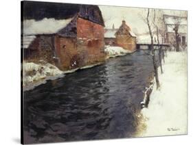 A Winter River Landscape-Frits Thaulow-Stretched Canvas