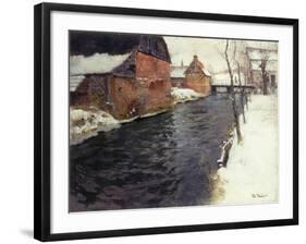 A Winter River Landscape-Frits Thaulow-Framed Giclee Print