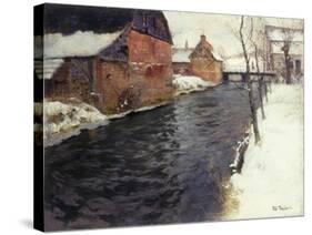 A Winter River Landscape-Frits Thaulow-Stretched Canvas