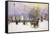 A Winter's Day, Trafalgar Square, C.1897-John Sutton-Framed Stretched Canvas