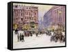 A Winter's Evening, Piccadilly, London-John Sutton-Framed Stretched Canvas