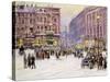 A Winter's Evening, Piccadilly, London-John Sutton-Stretched Canvas