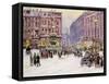 A Winter's Evening, Piccadilly, London-John Sutton-Framed Stretched Canvas