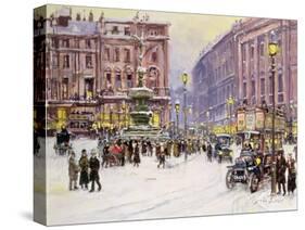 A Winter's Evening, Piccadilly, London-John Sutton-Stretched Canvas