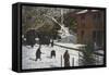 A Winter Scene, Adults Playing in Snow - Mt. Tamalpais, CA-Lantern Press-Framed Stretched Canvas