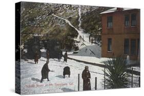 A Winter Scene, Adults Playing in Snow - Mt. Tamalpais, CA-Lantern Press-Stretched Canvas