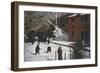A Winter Scene, Adults Playing in Snow - Mt. Tamalpais, CA-Lantern Press-Framed Art Print
