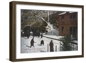 A Winter Scene, Adults Playing in Snow - Mt. Tamalpais, CA-Lantern Press-Framed Art Print