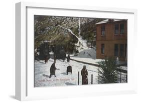 A Winter Scene, Adults Playing in Snow - Mt. Tamalpais, CA-Lantern Press-Framed Art Print