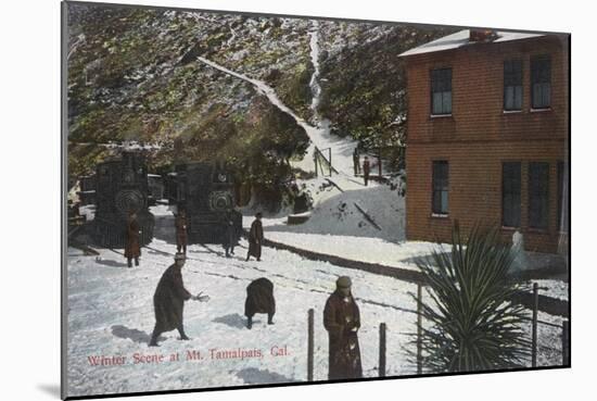 A Winter Scene, Adults Playing in Snow - Mt. Tamalpais, CA-Lantern Press-Mounted Art Print