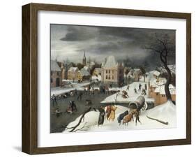 A Winter Scene by a Moated Castle-Abel Grimmer-Framed Giclee Print