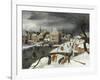 A Winter Scene by a Moated Castle-Abel Grimmer-Framed Giclee Print