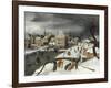 A Winter Scene by a Moated Castle-Abel Grimmer-Framed Giclee Print